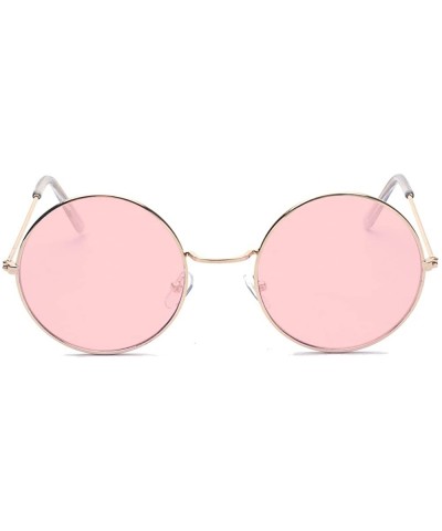 Oversized Round Small Flat Sunglasses Circle Vintage John Lennon Hippie Glasses - Pink - CB18E8SXQ44 $8.71