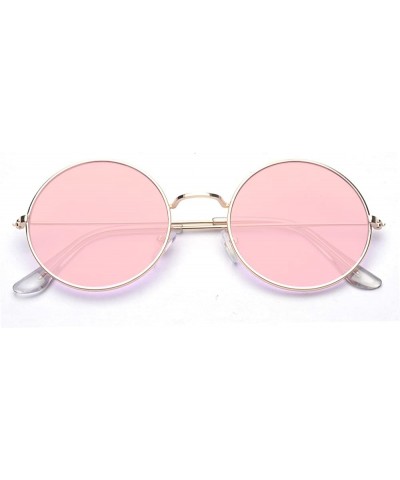 Oversized Round Small Flat Sunglasses Circle Vintage John Lennon Hippie Glasses - Pink - CB18E8SXQ44 $8.71