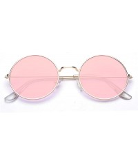 Oversized Round Small Flat Sunglasses Circle Vintage John Lennon Hippie Glasses - Pink - CB18E8SXQ44 $8.71