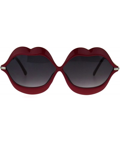 Round Retro Lip Shape Funky Hippie Unique Party Shade Sunglasses - Red - C91867RR4OW $24.34