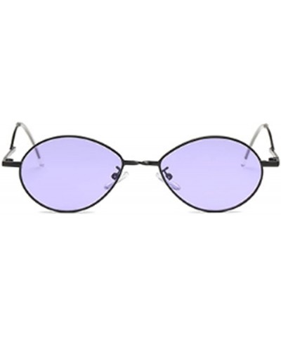 Oval Fashion Sunglasses Vintage Oval Marine Lens Female Men Sunglasses - Purple - CE18EGYH27K $9.52