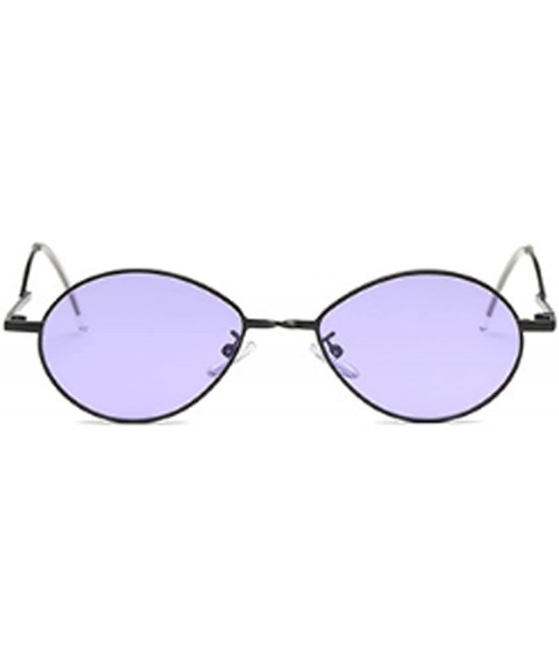 Oval Fashion Sunglasses Vintage Oval Marine Lens Female Men Sunglasses - Purple - CE18EGYH27K $19.29