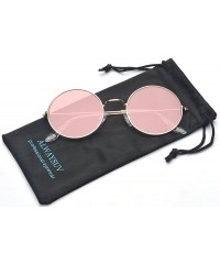 Oversized Round Small Flat Sunglasses Circle Vintage John Lennon Hippie Glasses - Pink - CB18E8SXQ44 $8.71