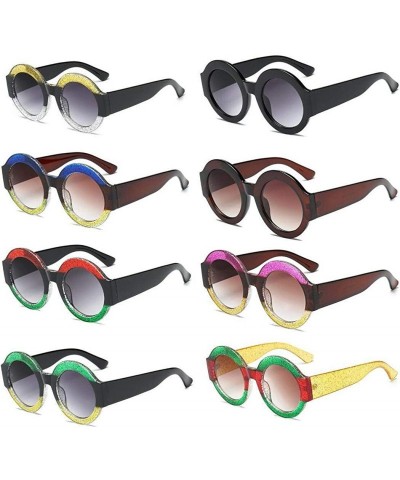 Round 1 Piece Women Fashion New Round Shape Sunglasses Colorful Sunglasses Sunglasses - Red Black - CA18YGDWUL7 $15.99