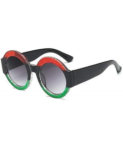 Round 1 Piece Women Fashion New Round Shape Sunglasses Colorful Sunglasses Sunglasses - Red Black - CA18YGDWUL7 $9.35