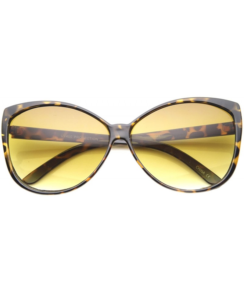 Oversized Women's Oversize Butterfly Gradient Lens High Sitting Temples Cat Eye Sunglasses 62mm - Tortoise / Amber - C0126OMS...