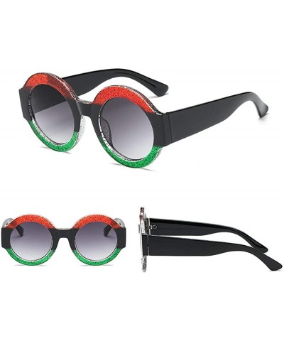 Round 1 Piece Women Fashion New Round Shape Sunglasses Colorful Sunglasses Sunglasses - Red Black - CA18YGDWUL7 $9.35