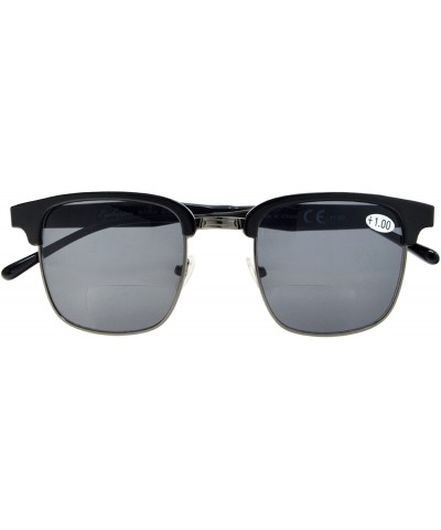 Round Womens Bifocal Sunglasses Semi-Rimless Grey Lens - Grey - C8180LSH7EH $22.52