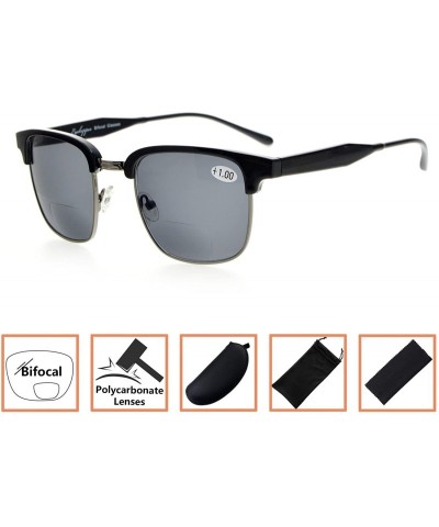 Round Womens Bifocal Sunglasses Semi-Rimless Grey Lens - Grey - C8180LSH7EH $13.63