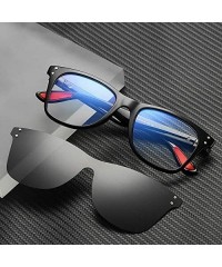 Square Female Computer Blue Light Blocking Glasses TR90 Frame Polarized Clip On Sunglasses for Men - Shiny Black - CP18XE0UG9...