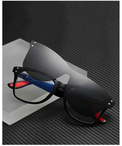 Square Female Computer Blue Light Blocking Glasses TR90 Frame Polarized Clip On Sunglasses for Men - Shiny Black - CP18XE0UG9...