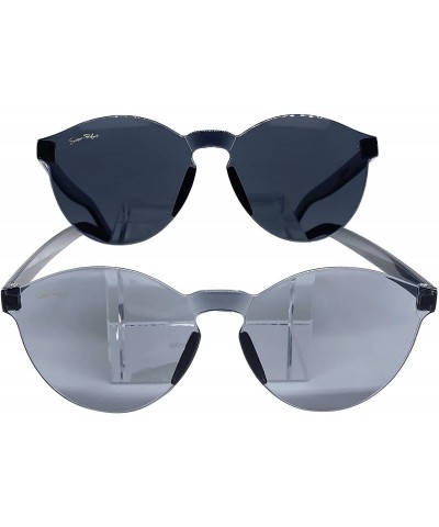 Oval Rainbow-Fit Unisex 2PACK Adult & Kid MATCHING UV-protection FASHION Sunglasses - Black - CG199U7OTDX $51.75