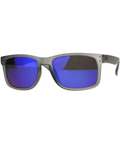Rectangular Mens Blue Color Mirror Rectangular Horn Rim Plastic Reading Sunglasses - Grey - CG180WIYQ0D $22.06