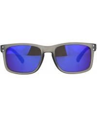 Rectangular Mens Blue Color Mirror Rectangular Horn Rim Plastic Reading Sunglasses - Grey - CG180WIYQ0D $11.18