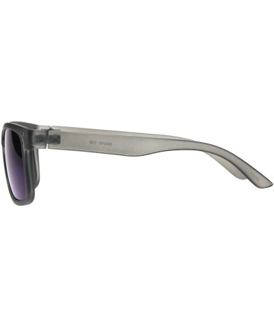 Rectangular Mens Blue Color Mirror Rectangular Horn Rim Plastic Reading Sunglasses - Grey - CG180WIYQ0D $11.18