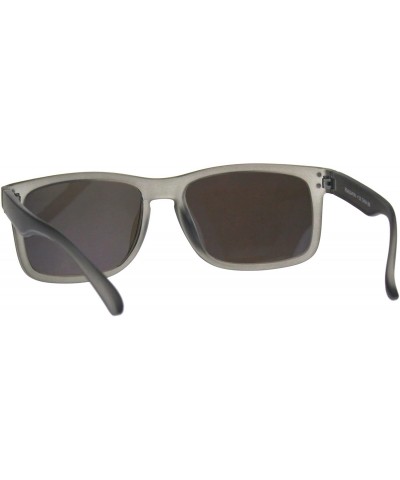Rectangular Mens Blue Color Mirror Rectangular Horn Rim Plastic Reading Sunglasses - Grey - CG180WIYQ0D $11.18