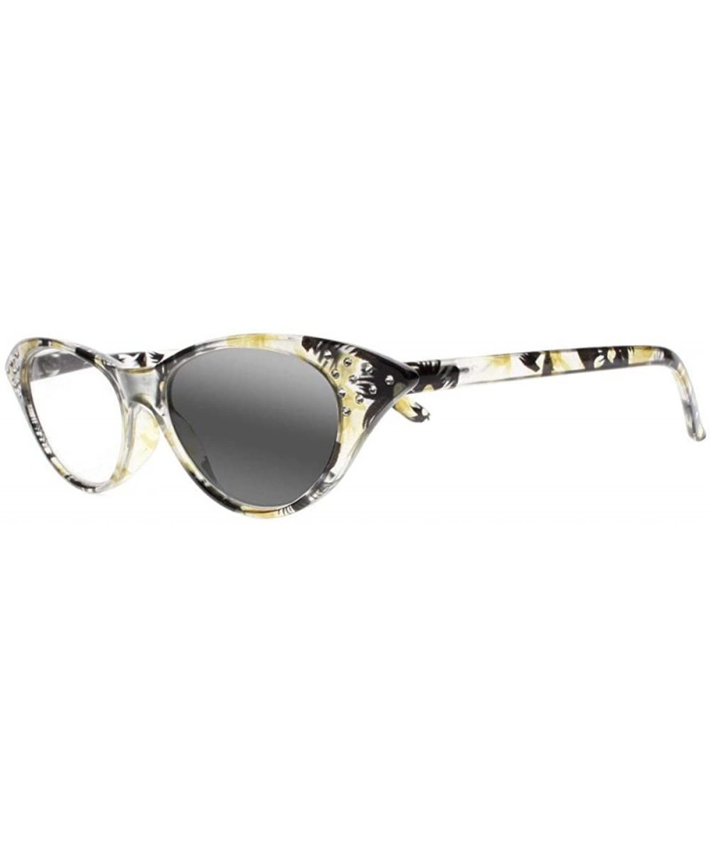 Cat Eye New Women Luxury Rhinestone Cat Eye Transition Photochromic Reading Glasses - Yellow - CQ18HU3UXDY $14.05