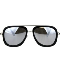 Square Womens Square Sunglasses Double Frame Flat Metal Top Fashion Shades - Black Silver (Silver Mirror) - C618ORQHXHE $19.97