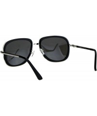 Square Womens Square Sunglasses Double Frame Flat Metal Top Fashion Shades - Black Silver (Silver Mirror) - C618ORQHXHE $19.97