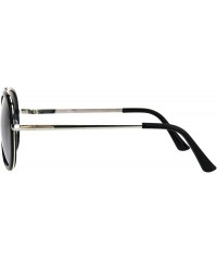Square Womens Square Sunglasses Double Frame Flat Metal Top Fashion Shades - Black Silver (Silver Mirror) - C618ORQHXHE $19.97