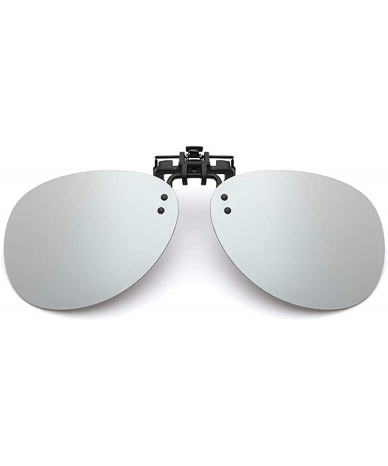 Rimless Clip-on Sunglasses Flip-up Polarized UV-Protection Unisex Rimless Round Sunglasses - Oversized - Mirrorsilver - CE18W...