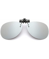 Rimless Clip-on Sunglasses Flip-up Polarized UV-Protection Unisex Rimless Round Sunglasses - Oversized - Mirrorsilver - CE18W...