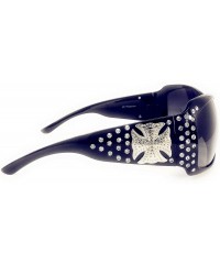 Oval Womens Sunglasses With Rhinestone Cross UV 400 PC Lens In Multi Colors - Black - CQ18ELU3ZGE $27.43