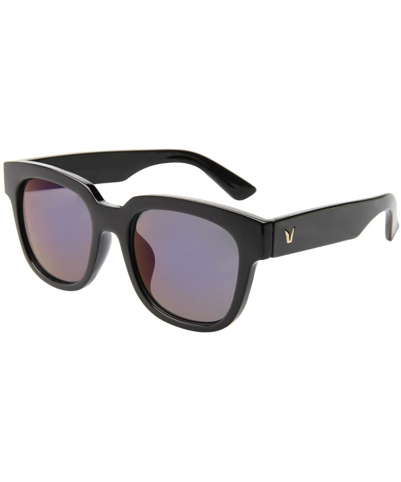 Wayfarer Designer Oversized vintage classic Women Men Sunglasses Glasses 1212 - Black Blue - CA12EJJFANF $22.53