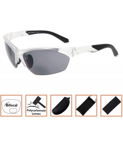 Rimless Retro Mens Womens Sports Half-Rimless Bifocal Sunglasses - Matte Transparent - C7189X6TI3Z $22.31