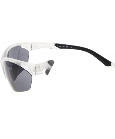 Rimless Retro Mens Womens Sports Half-Rimless Bifocal Sunglasses - Matte Transparent - C7189X6TI3Z $22.31