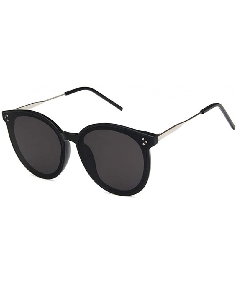 Oval Unisex Sunglasses Retro Bright Black Grey Drive Holiday Oval Non-Polarized UV400 - Bright Black Grey - CD18RLIRR3Y $8.37