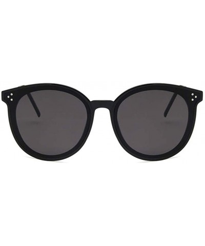 Oval Unisex Sunglasses Retro Bright Black Grey Drive Holiday Oval Non-Polarized UV400 - Bright Black Grey - CD18RLIRR3Y $8.37