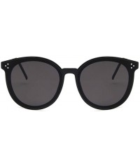 Oval Unisex Sunglasses Retro Bright Black Grey Drive Holiday Oval Non-Polarized UV400 - Bright Black Grey - CD18RLIRR3Y $8.37