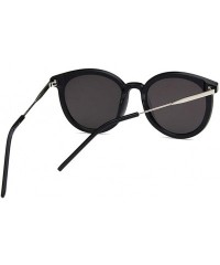 Oval Unisex Sunglasses Retro Bright Black Grey Drive Holiday Oval Non-Polarized UV400 - Bright Black Grey - CD18RLIRR3Y $8.37