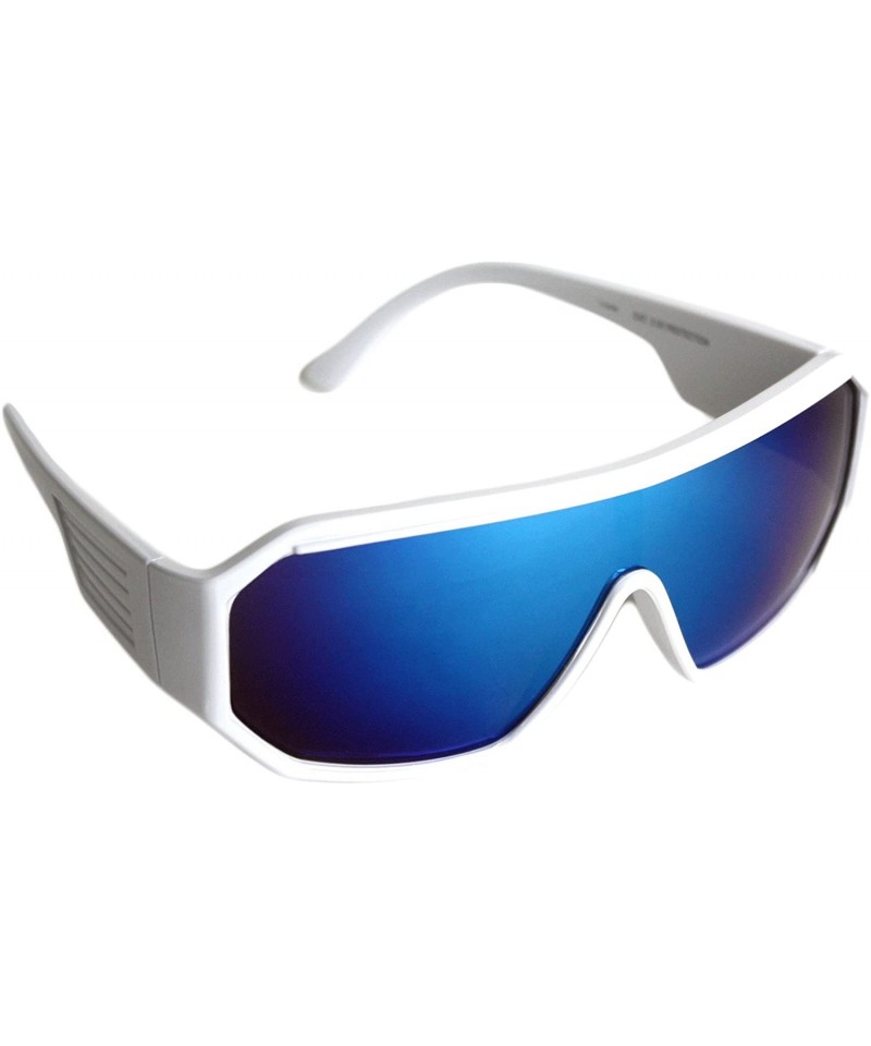 Goggle White Retro Shield Sunglasses - White - CR12N0KS8DC $16.88