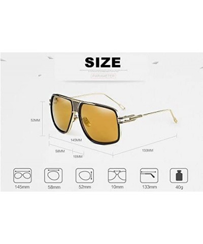Oversized Metal Frame Driving Sunglasses Men Women Double-Bridge Oversized Retro Sun Protection Glasses - CE18D7ETTYI $13.96