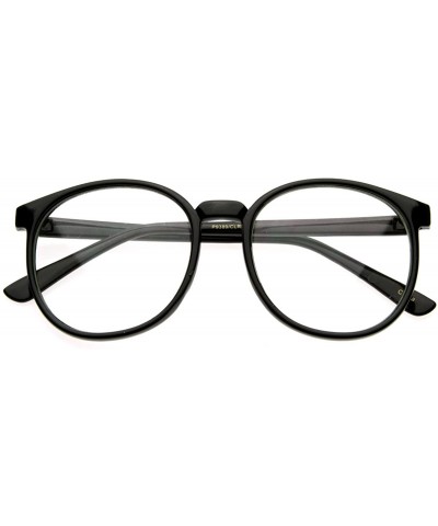 Semi-rimless Vintage Inspired Round Circle Spectacles Clear Lens Horn Rimmed P-3 Glasses (Black) - CE116Q2K2DX $18.36