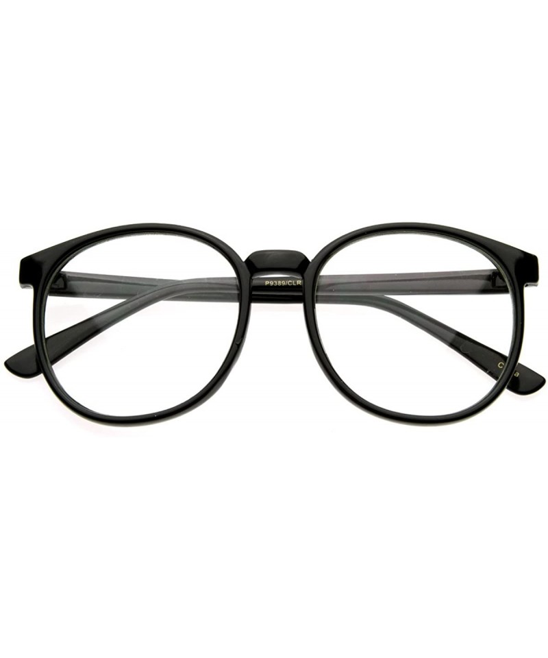 Semi-rimless Vintage Inspired Round Circle Spectacles Clear Lens Horn Rimmed P-3 Glasses (Black) - CE116Q2K2DX $8.08