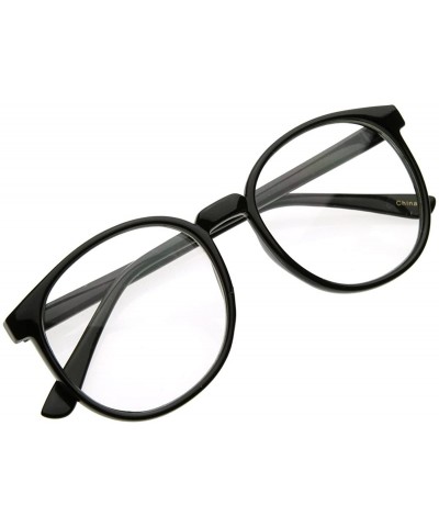 Semi-rimless Vintage Inspired Round Circle Spectacles Clear Lens Horn Rimmed P-3 Glasses (Black) - CE116Q2K2DX $8.08