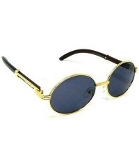 Oval Philosopher Luxury Oval Metal & Wood Sunglasses - Gold & Dark Brown Wood - CJ18SGUK4Q6 $22.36