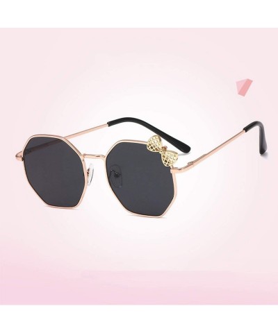Goggle 2020 New Fashion Sunglasses Girls Bow Metal Sun Glasses Kids Polygon Trend - Black - C1198A0TGTN $15.97