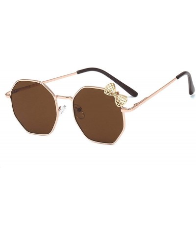 Goggle 2020 New Fashion Sunglasses Girls Bow Metal Sun Glasses Kids Polygon Trend - Black - C1198A0TGTN $15.97