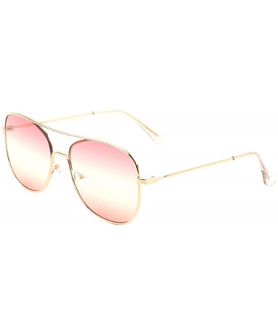 Aviator Triple Oceanic Color Flat One Piece Rim Aviator Sunglasses - Pink Gold - C4190I2X86G $26.43
