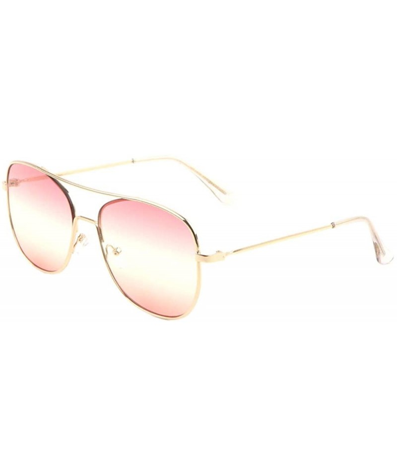 Aviator Triple Oceanic Color Flat One Piece Rim Aviator Sunglasses - Pink Gold - C4190I2X86G $15.36