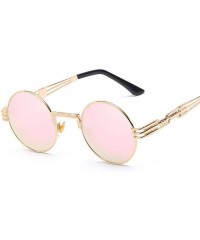 Oversized Metal Round Steampunk Sunglasses Men Women Fashion Glasses Brand SilverSilver - Goldpink - CL18Y4SLREK $8.77