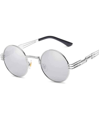 Oversized Metal Round Steampunk Sunglasses Men Women Fashion Glasses Brand SilverSilver - Goldpink - CL18Y4SLREK $8.77