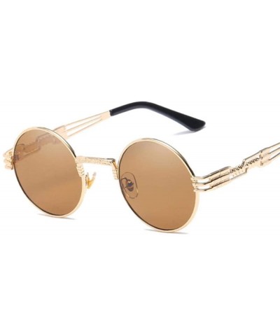 Oversized Metal Round Steampunk Sunglasses Men Women Fashion Glasses Brand SilverSilver - Goldpink - CL18Y4SLREK $8.77