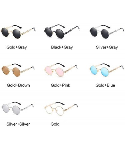 Oversized Metal Round Steampunk Sunglasses Men Women Fashion Glasses Brand SilverSilver - Goldpink - CL18Y4SLREK $8.77