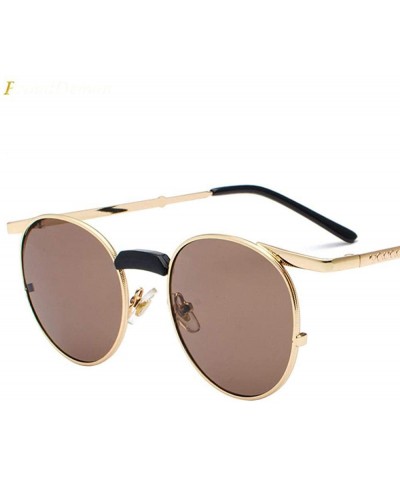 Aviator 2019 New Arrival Round Sunglasses Women Vintage Brand Designer Silver Pink 6907 - Gold Purple 6907 - C018Y3OHEOA $11.12