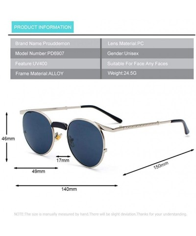 Aviator 2019 New Arrival Round Sunglasses Women Vintage Brand Designer Silver Pink 6907 - Gold Purple 6907 - C018Y3OHEOA $11.12